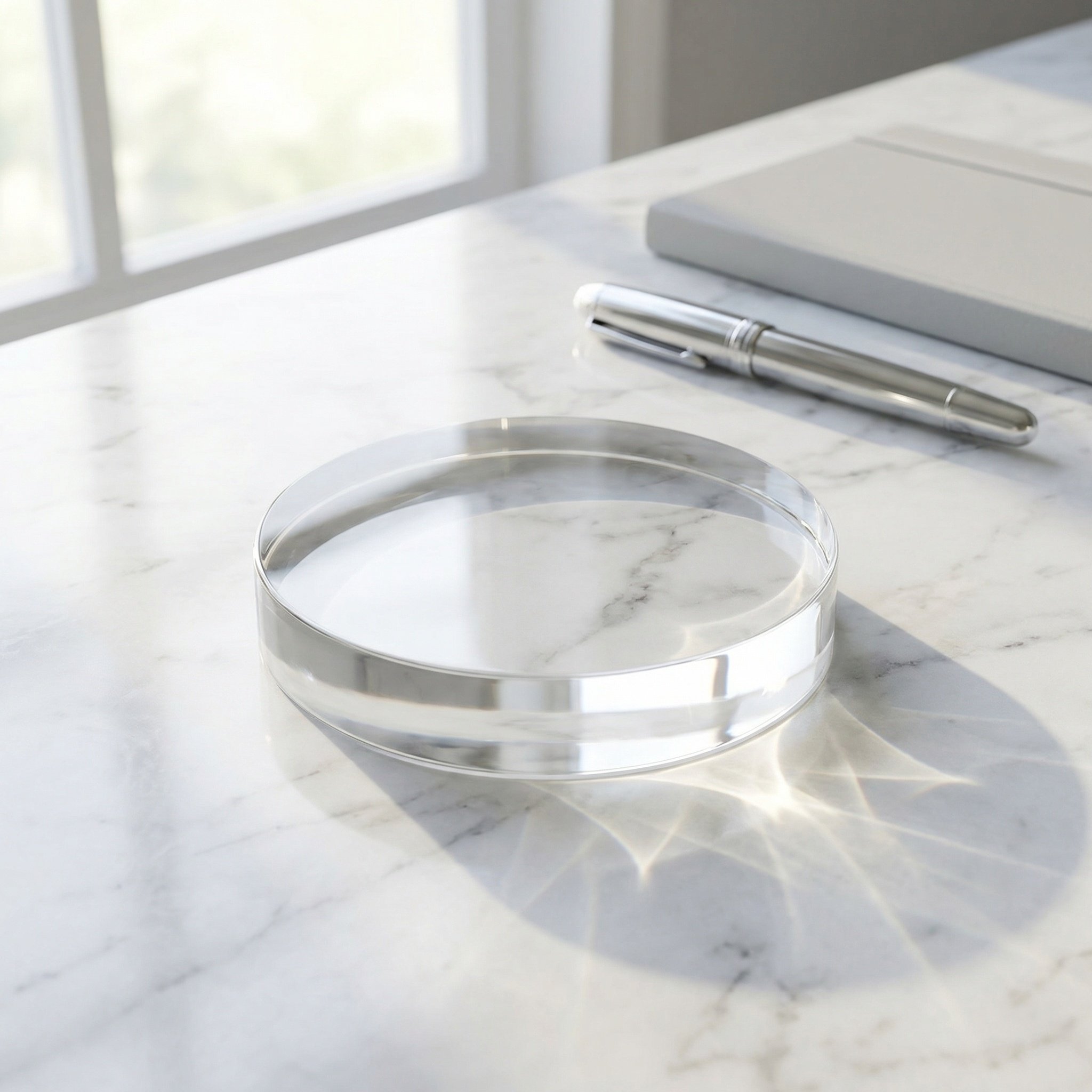 Book Weight Glass - 3.15 Inch Round Clear Glass Paperweight