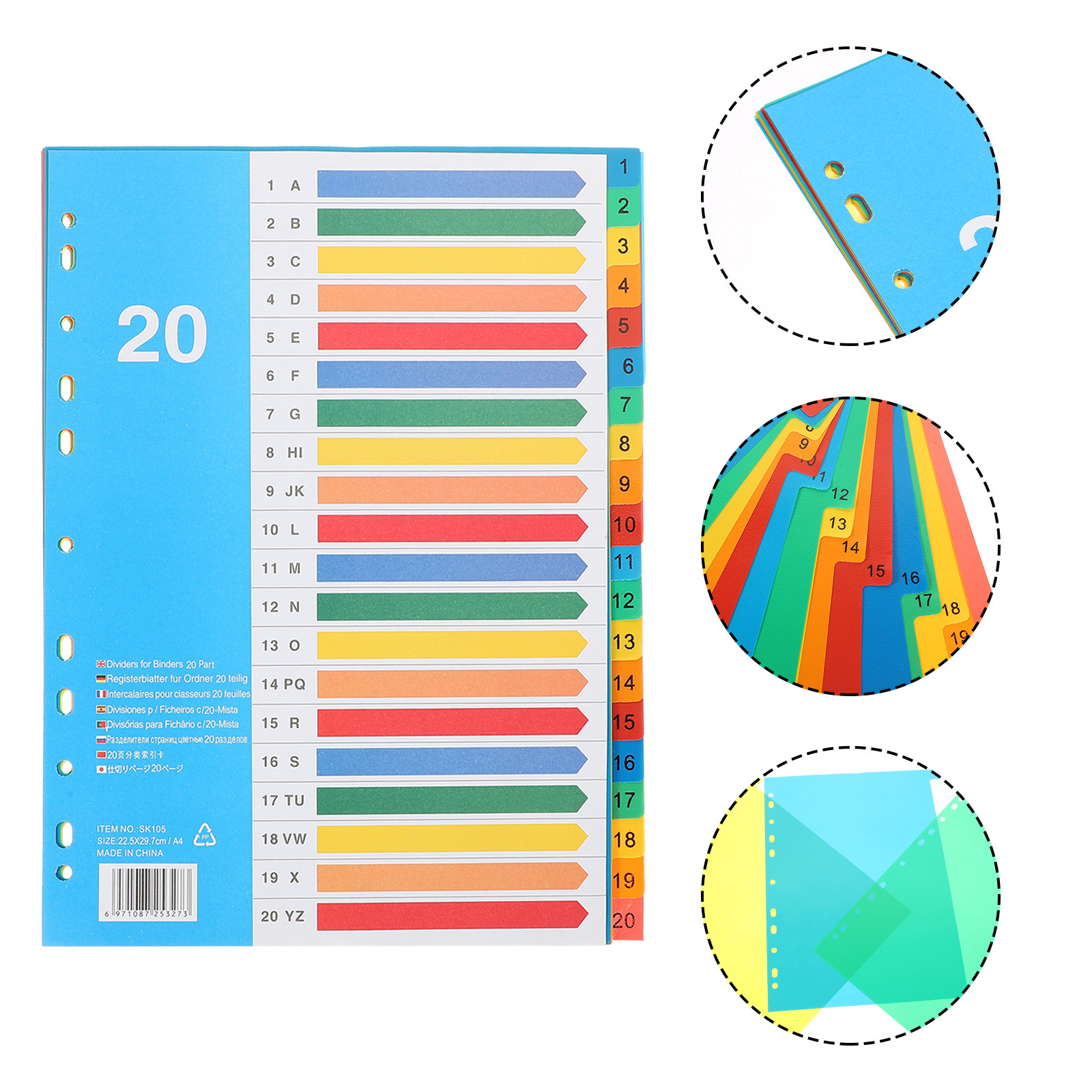 5Pcs Binder Dividers Colorful  - огляд і ціна Tab Divider A4